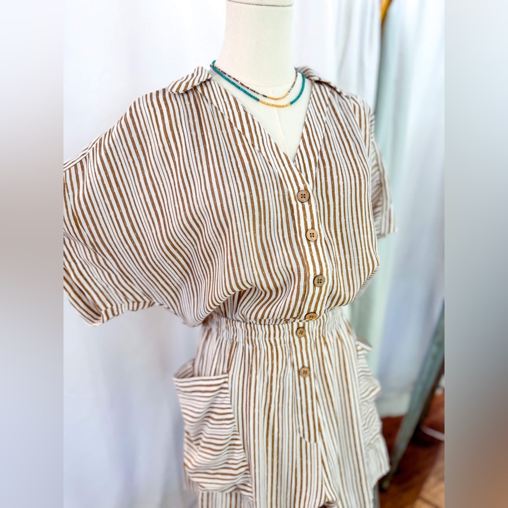 New Striped Button-Up Romper